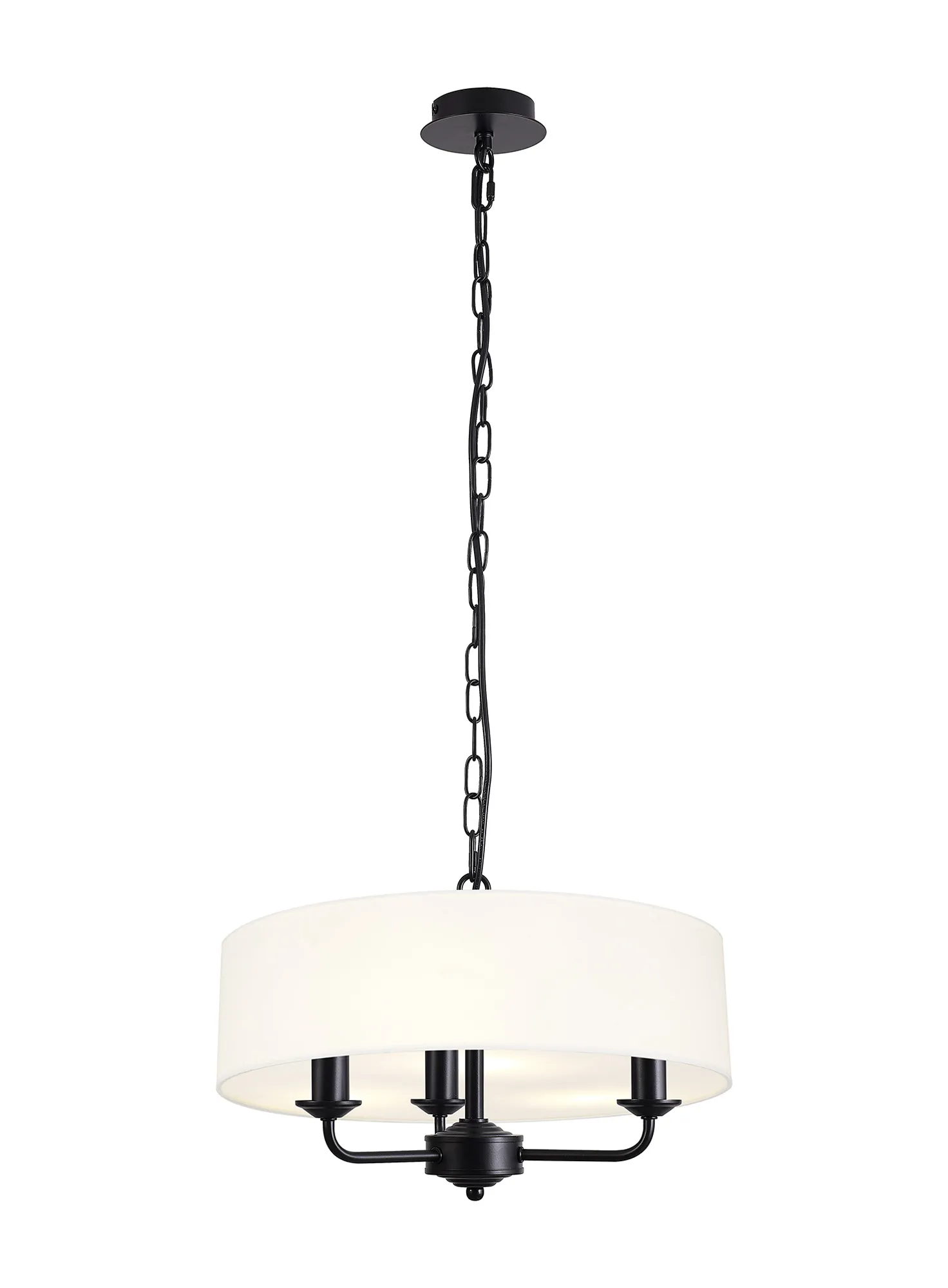 DK1007  Banyan 45cm 3 Light Pendant Matt Black; White